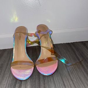 Clear Block Multi Colored Heels Fashionnova